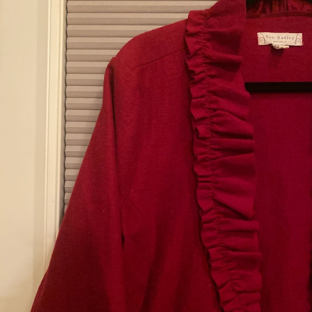 Women’s Boo Radley Red Ruffle Jacket - Picture 3 of 3